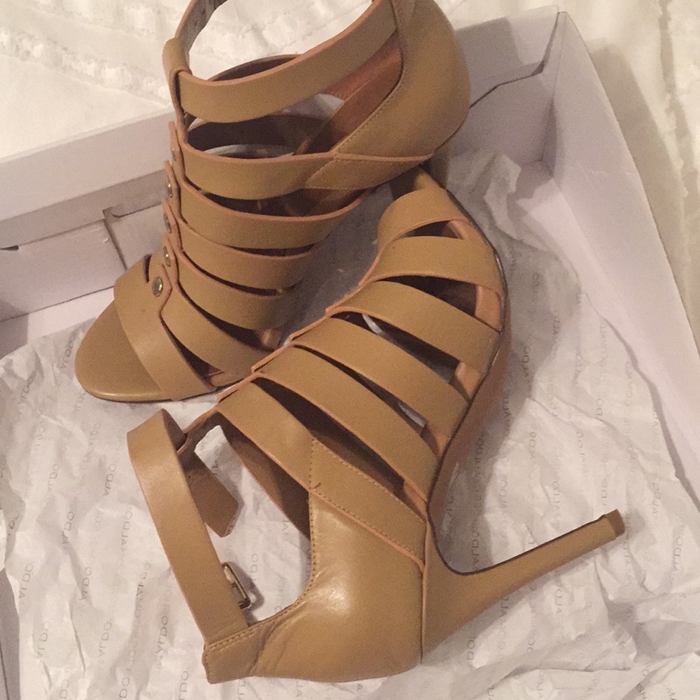 Beige gladiator heels